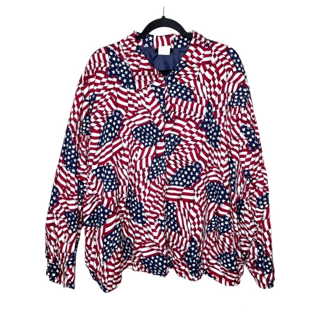 Tapestry USA American Flag Windbreaker Jacket Red White & Blue 3X